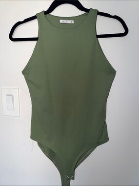 ReoRia Olive Tank Bodysuit with High Neck
